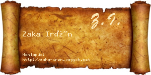 Zaka Irén névjegykártya